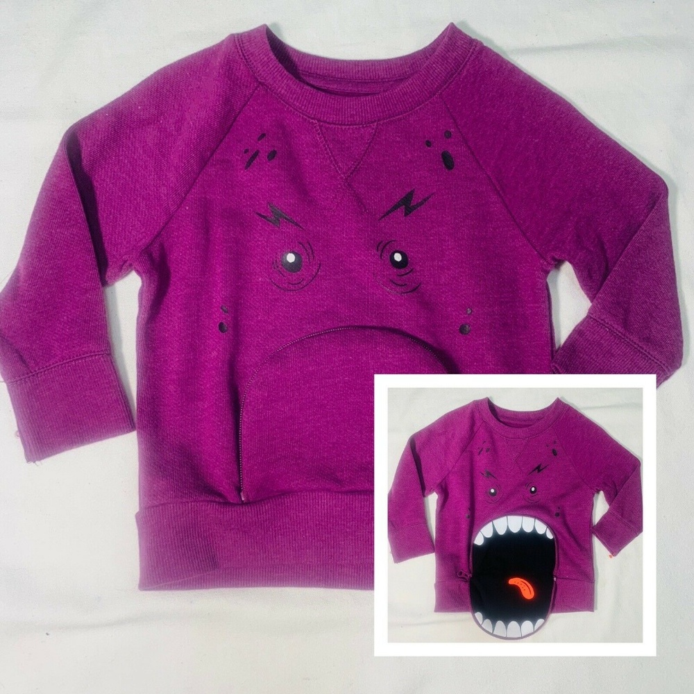 Monster Sweatshirt Zipper Mouth Pocket 12 Months